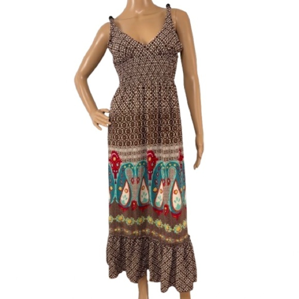 Charlotte Russe Rayon Bohemian Paisley Patterned Maxi Dress Size M